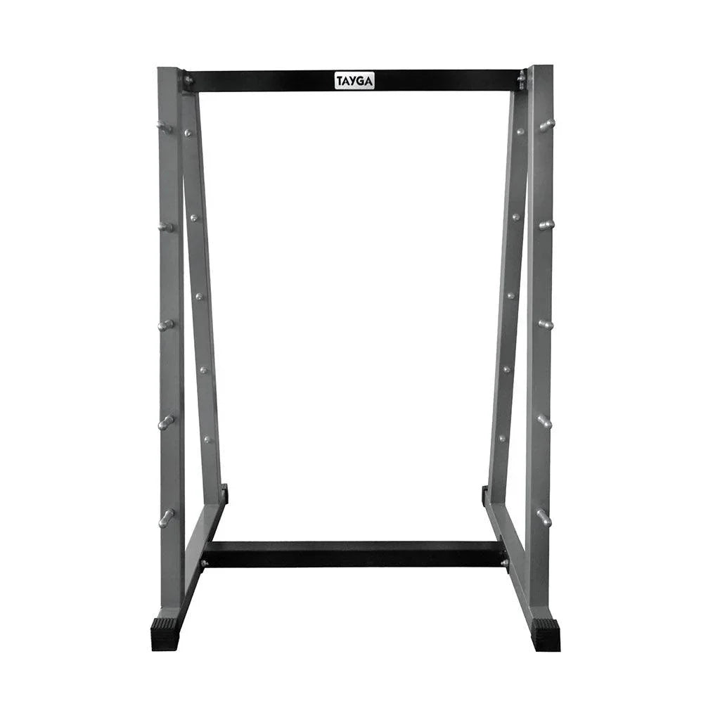 [130] RACK PARA BARRAS DE PESO INTEGRADO GRIS CON NEGRO TAYGA