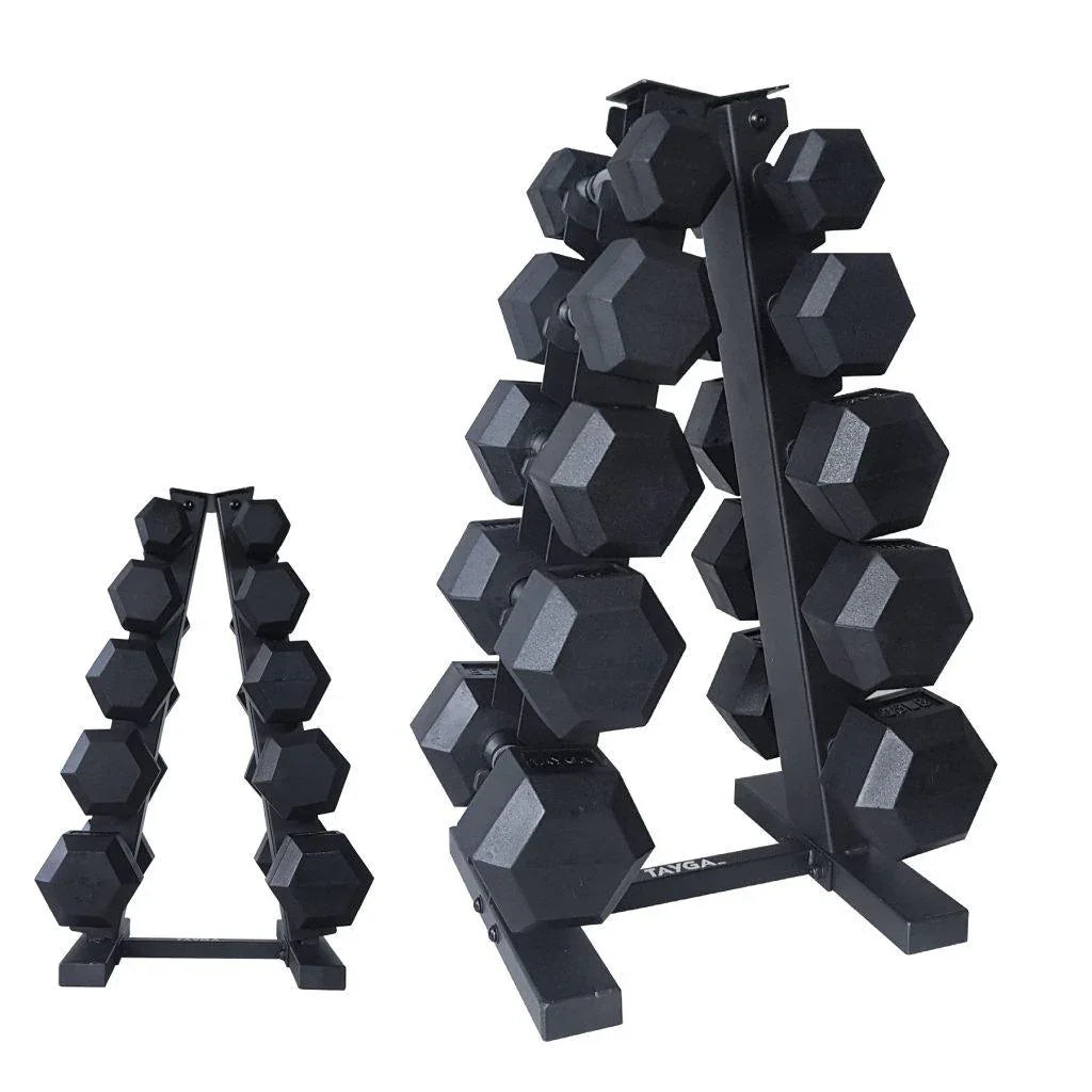 [140] SET DE 5 PARES DE MANCUERNAS HEX. 5, 10, 15, 20, 25 LB TAYGA