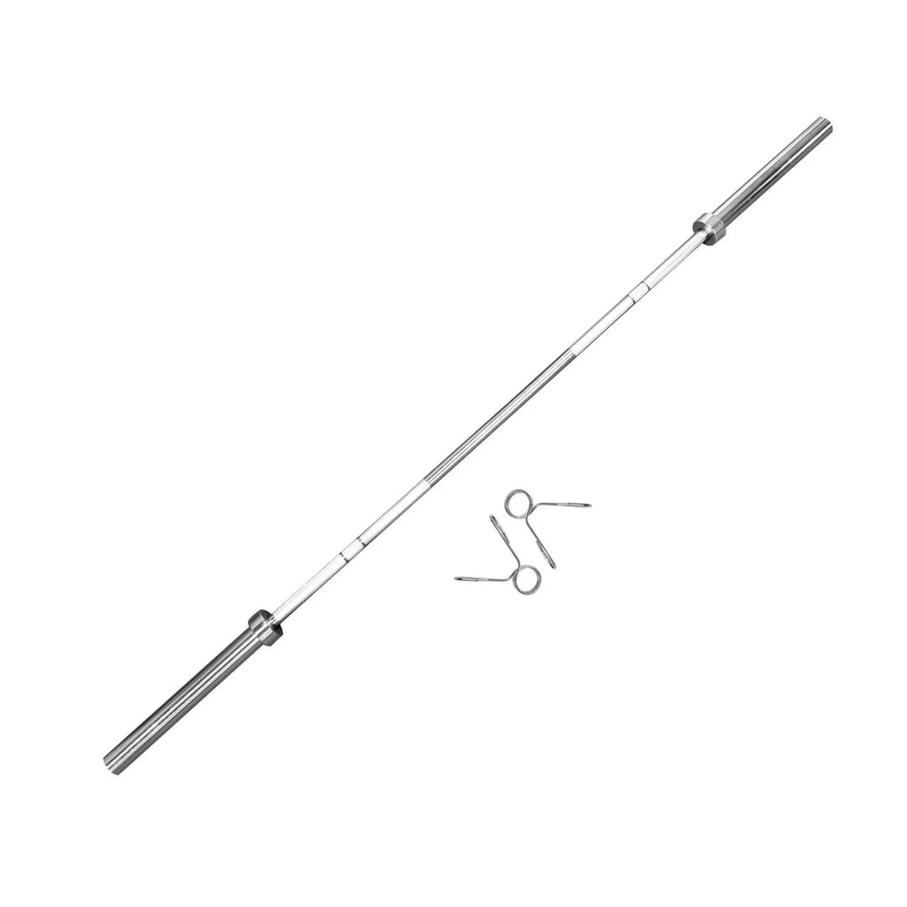 [198] BARRA OLÍMPICA CROMADA, BUJE DE BRONCE 2.20M CON SEGUROS TAYGA