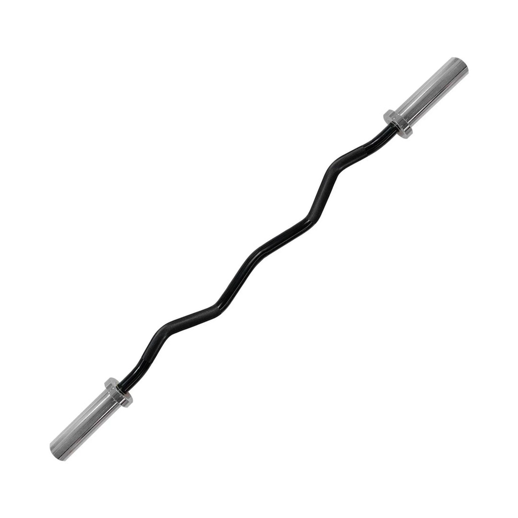 [208] BARRA Z OLÍMPICA, CURL BAR, 1.2M, BUJE DE BRONCE, CROMADA TAYGA