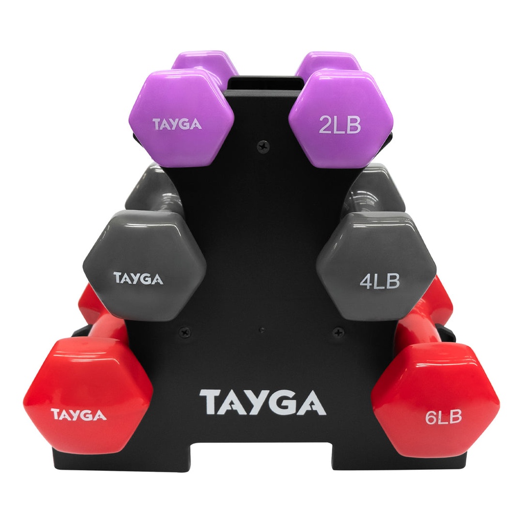 [262] SET MANCUERNAS VINÍLICAS 3 PARES DE 2, 4, 6 LB TAYGA