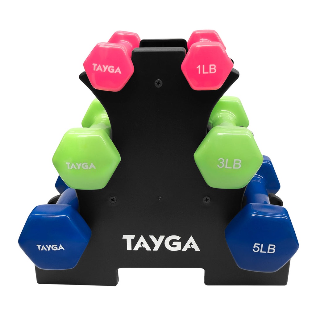 [290] SET MANCUERNAS VINÍLICAS 3 PARES DE 1, 3, 5 LB TAYGA