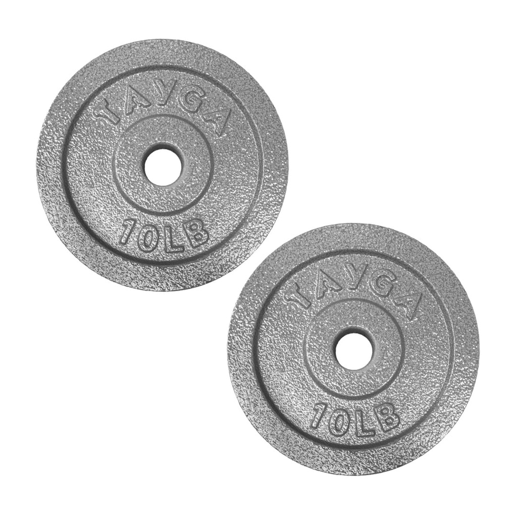 [319] DOS DISCOS ACERO PLATEADOS 10 LB C/U,30MM DIAM.1 CAJA TAYGA