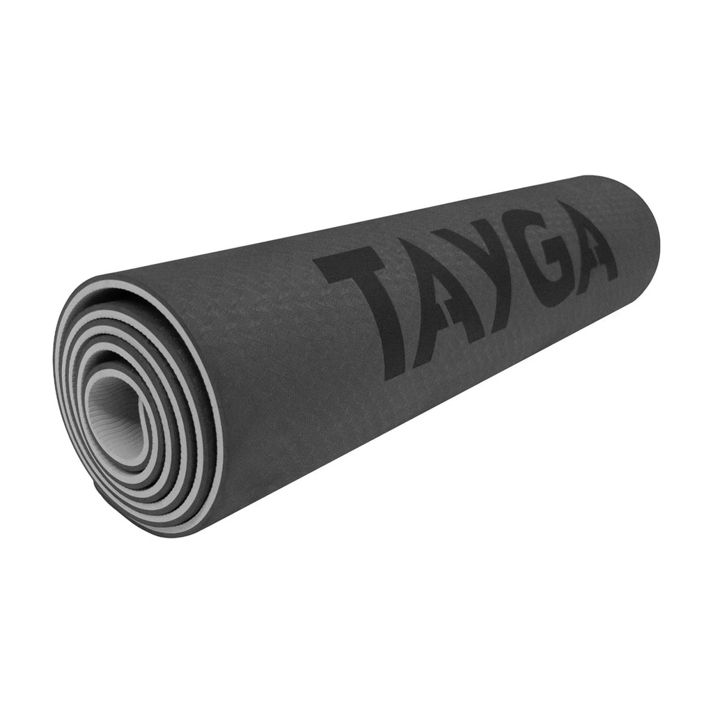 TAPETE PARA YOGA DOBLE VISTA NEGRO/GRIS 8 MM TAYGA