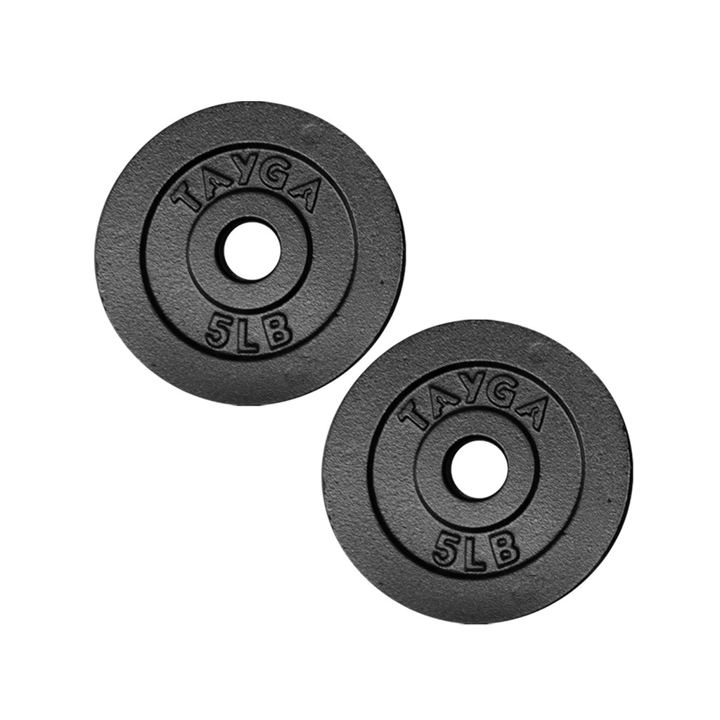 [363] DOS DISCOS ACERO NEGRO 5 LB C/U,30MM DIAM.1 CAJA TAYGA