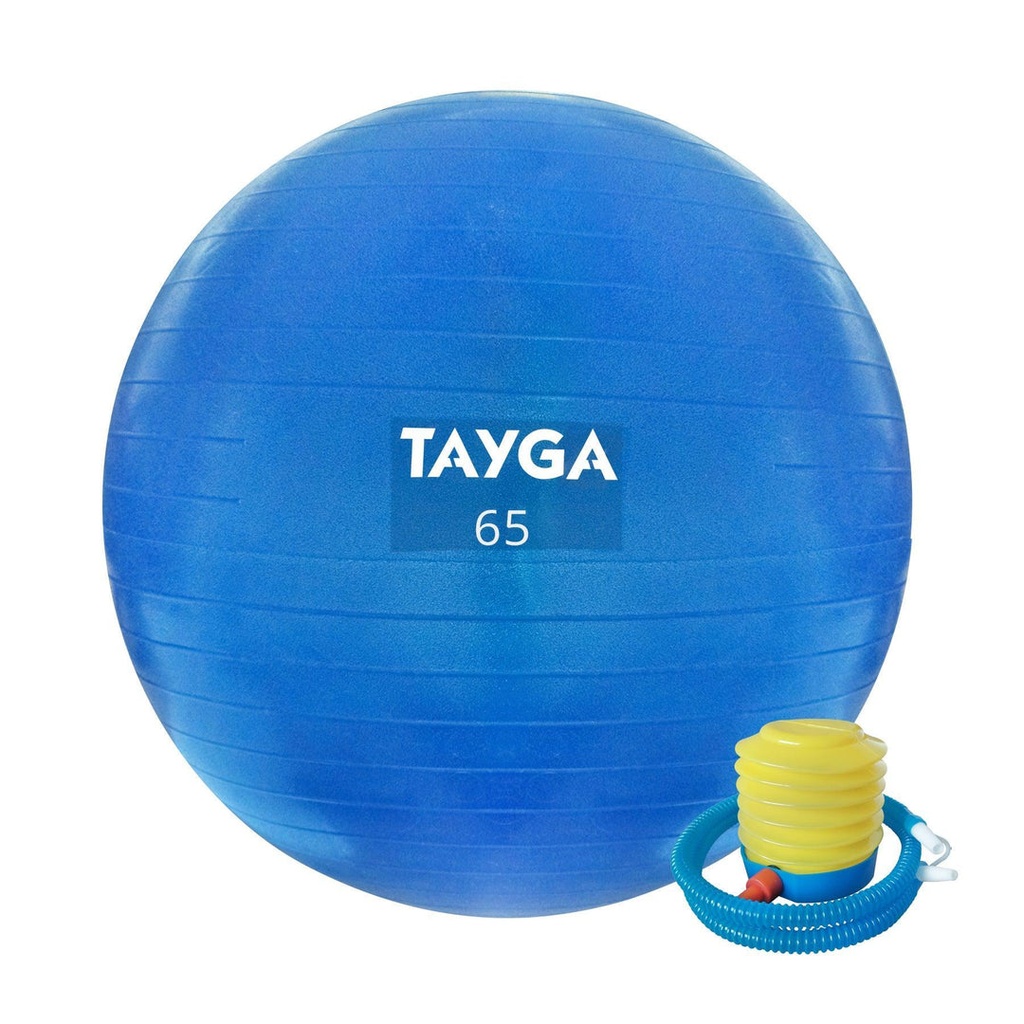 [372] PELOTA AZUL PARA YOGA 65 CM. CON BOMBA TAYGA