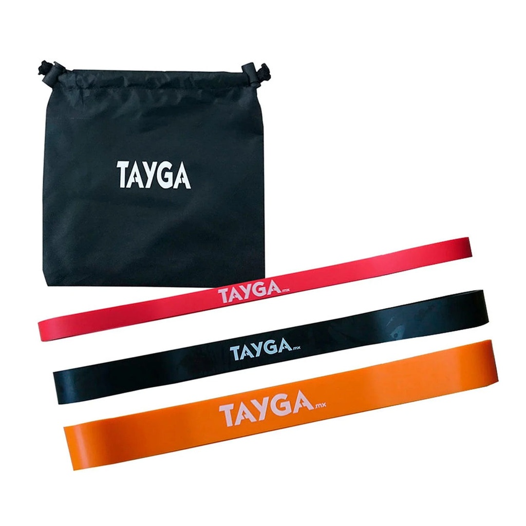 [393] SET 3 RESISTANCE LOOP BAND CORTAS Y BOLSA TAYGA