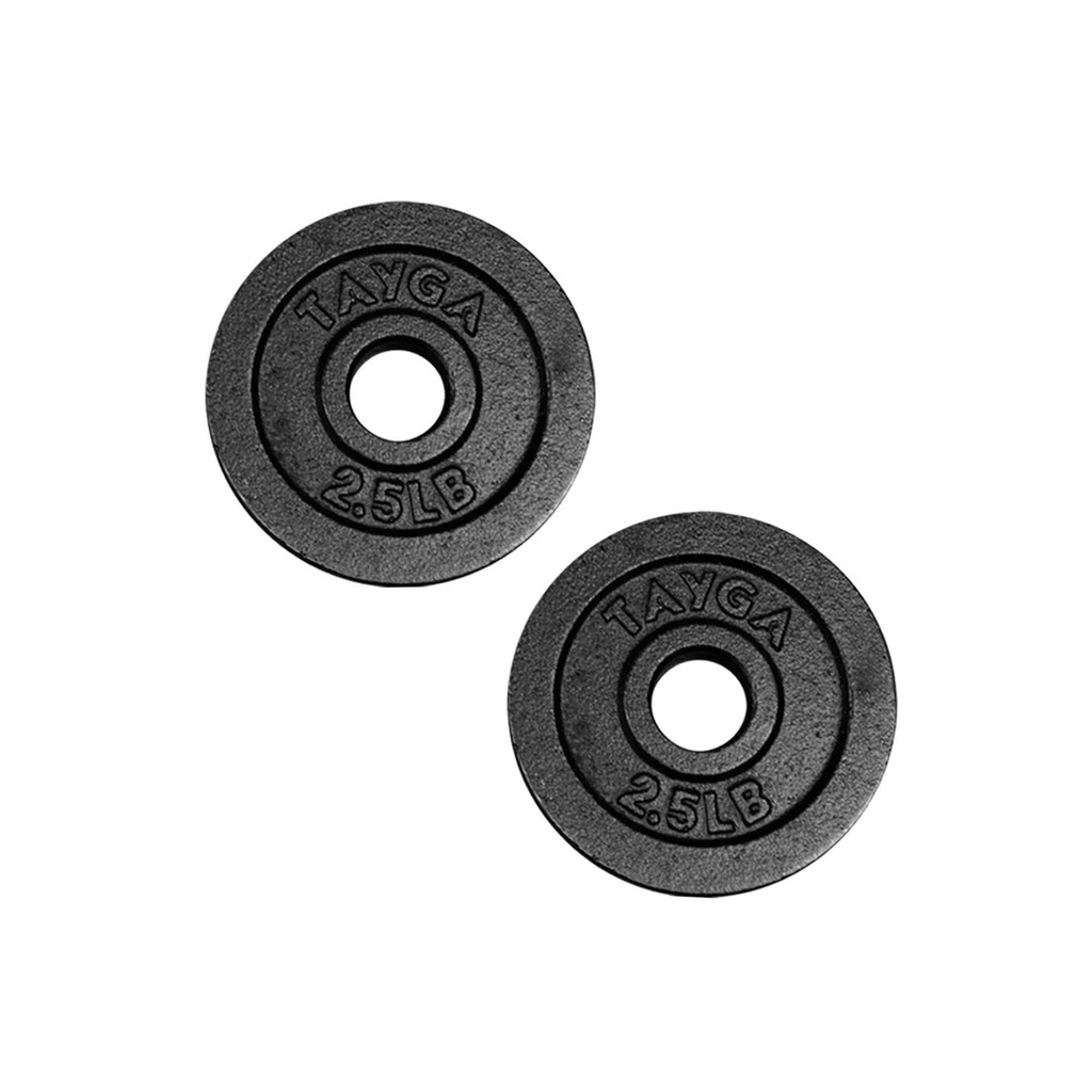 [419] DOS DISCOS ACERO NEGRO 2.5 LB C/U,30MM DIAM.1 CAJA TAYGA