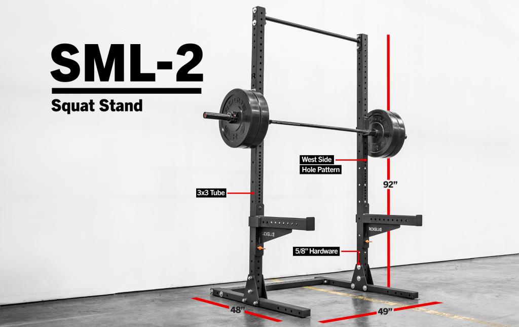 [773] SML-2 ROGUE 90\" MONSTER LITE SQUAT STAND - SINGLE PULL-UP BAR - JAULA PARA SENTADILLA
