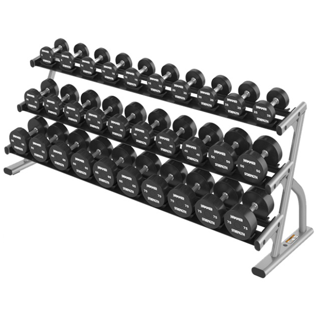 [920] RACK CORTO Y LARGO DE TRES NIVELES PARA MANCUERNAS SERIE AXIOM HAMMER STRENGTH
