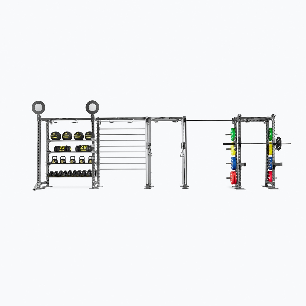 [2360] ESTANTE DE ALMACENAMIENTO DE PARED XP + BARRAS DE ENTRENAMIENTO + CABLE DE PARED XP + BARRA DE DOMINADAS INDIVIDUAL + ESTANTE DE PARED XP MEDIO ZIVA