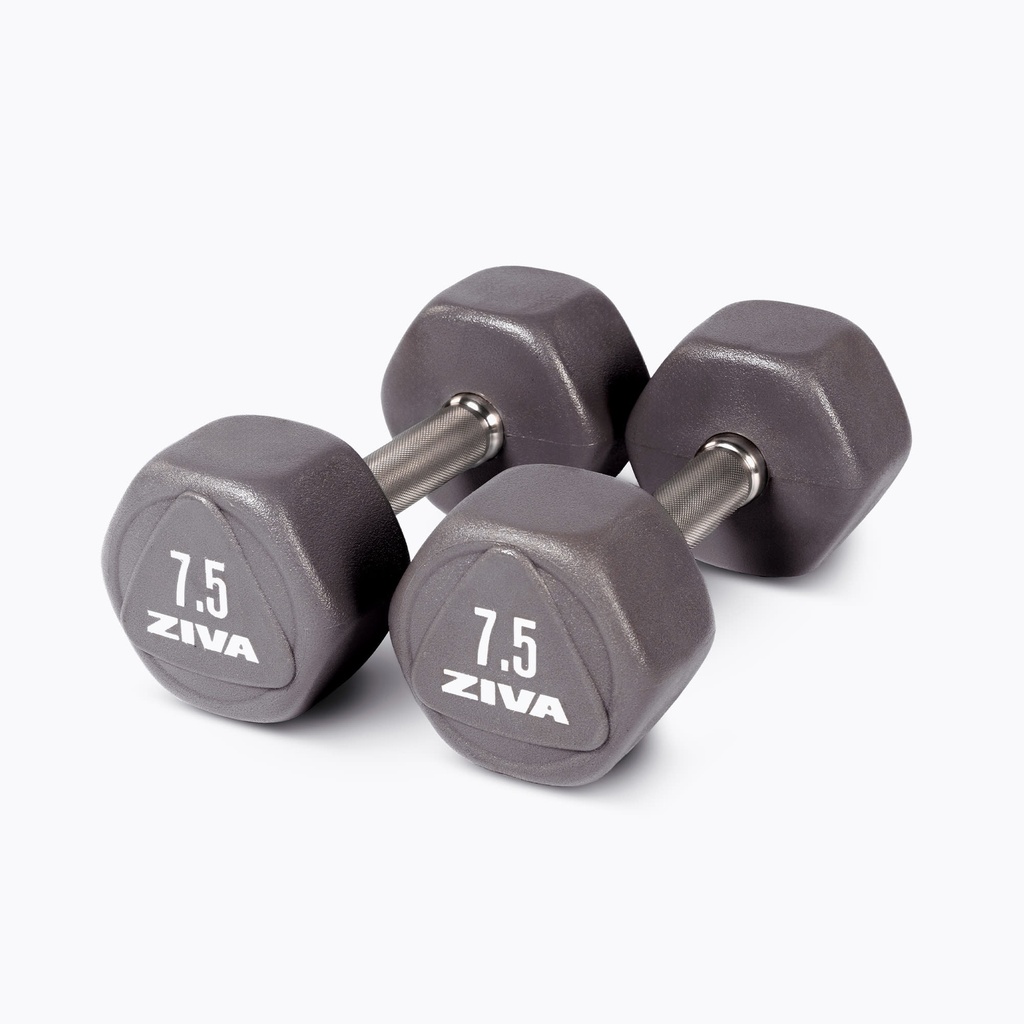 [2542] JUEGO DE MANCUERNAS HEXAGONALES DE URETANO LUMINA 2.5-25 KG (10 PARES) ZIVA