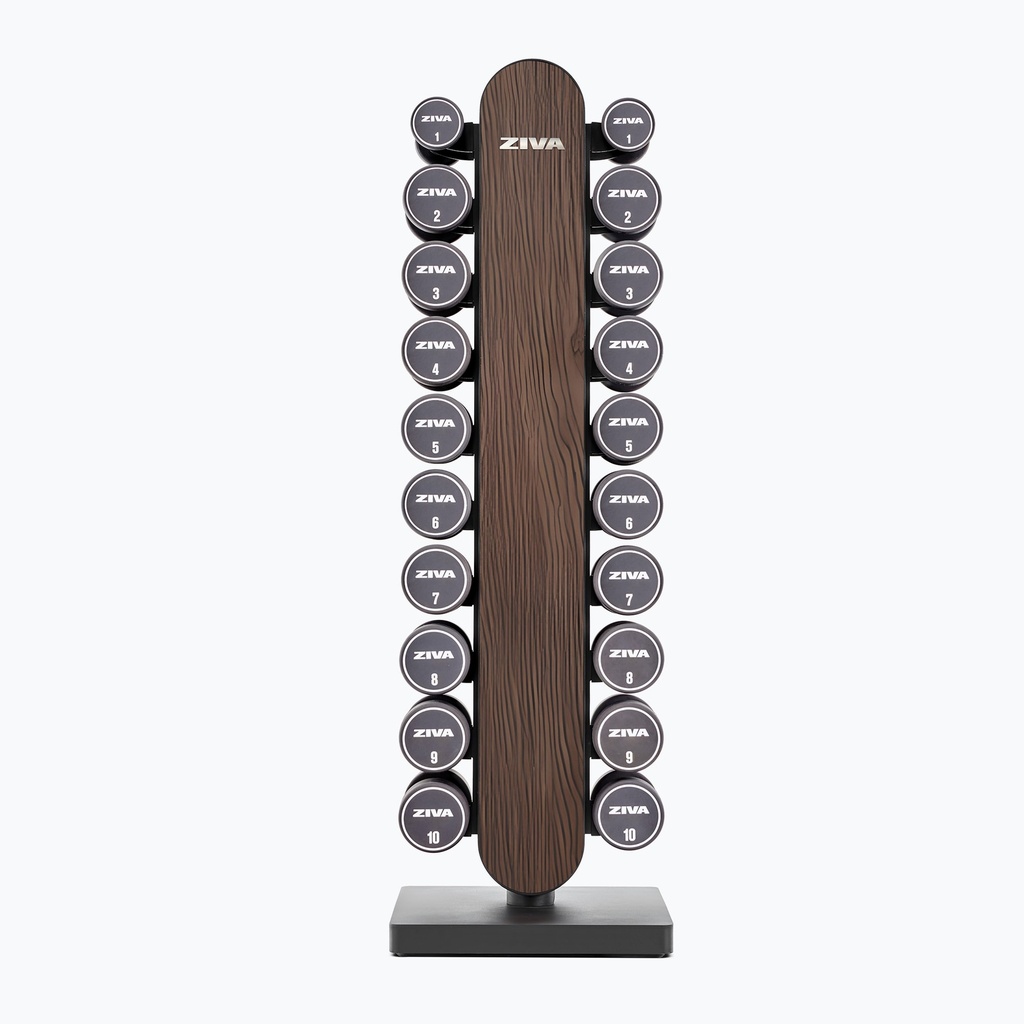 [2555] JUEGO DE MANCUERNAS DE URETANO LUMINA 1-10 KG + SOPORTE PARA MANCUERNAS VERTICALES LUMINA 1-10 KG ZIVA
