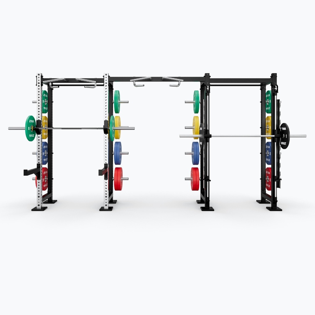 [2629] PARED PARA TRES MÁQUINA SMITH Y MEDIO RACK INOX ZIVA