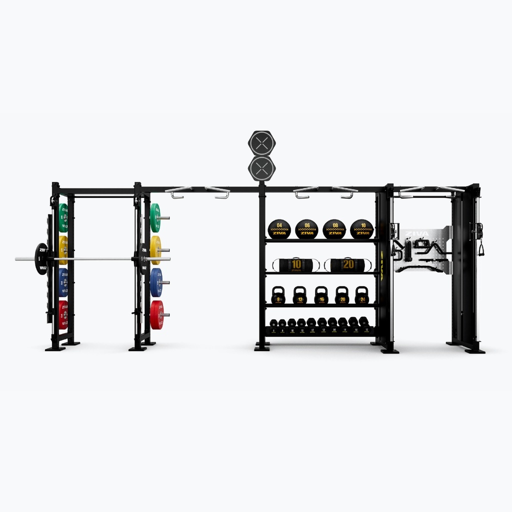 [2636] PARED PARA CUATRO CABLES Y MÁQUINA SMITH INOX ZIVA