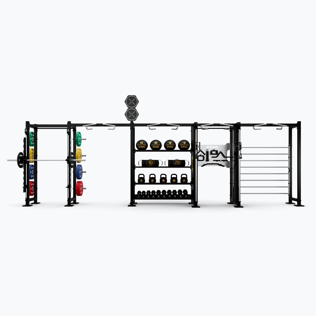 [2638] PARED PARA CINCO CABLES Y MÁQUINA SMITH INOX ZIVA