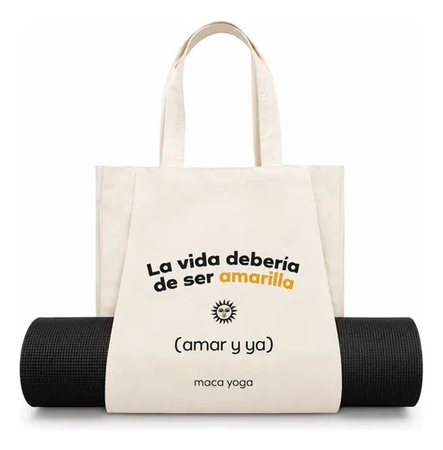 [2685] KIT YOGA MANDUKA: TAPETE ANTIDESLIZANTE MIDNIGHT + BOLSA TOTE PORTA TAPETE BEIGE