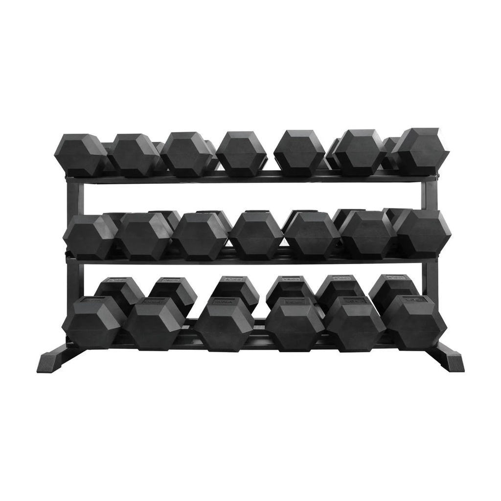 [21] SET DE RACK CON MANCUERNAS 55 A 100 LB TAYGA